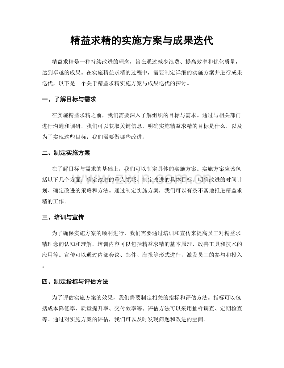 精益求精的实施方案与成果迭代.docx_第1页