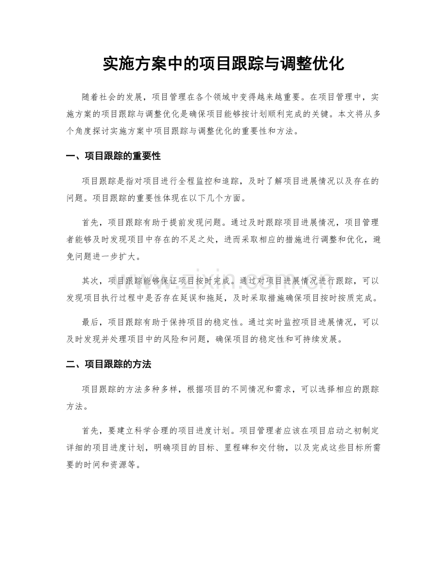 实施方案中的项目跟踪与调整优化.docx_第1页