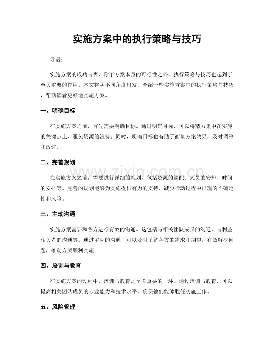 实施方案中的执行策略与技巧.docx_第1页