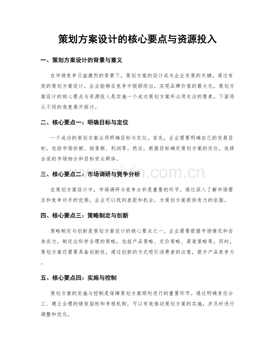 策划方案设计的核心要点与资源投入.docx_第1页