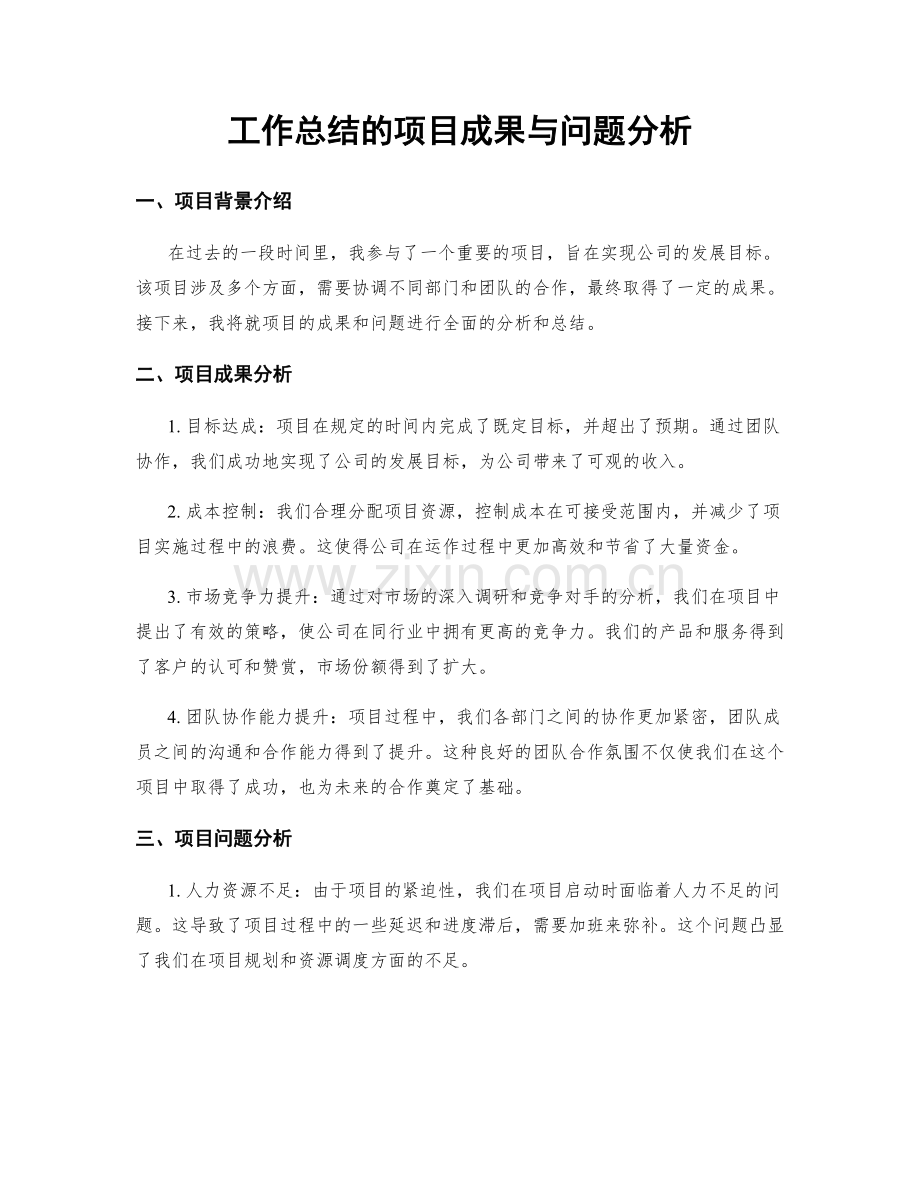 工作总结的项目成果与问题分析.docx_第1页