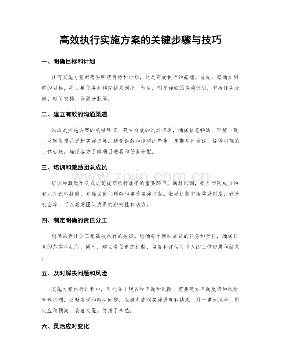 高效执行实施方案的关键步骤与技巧.docx_第1页