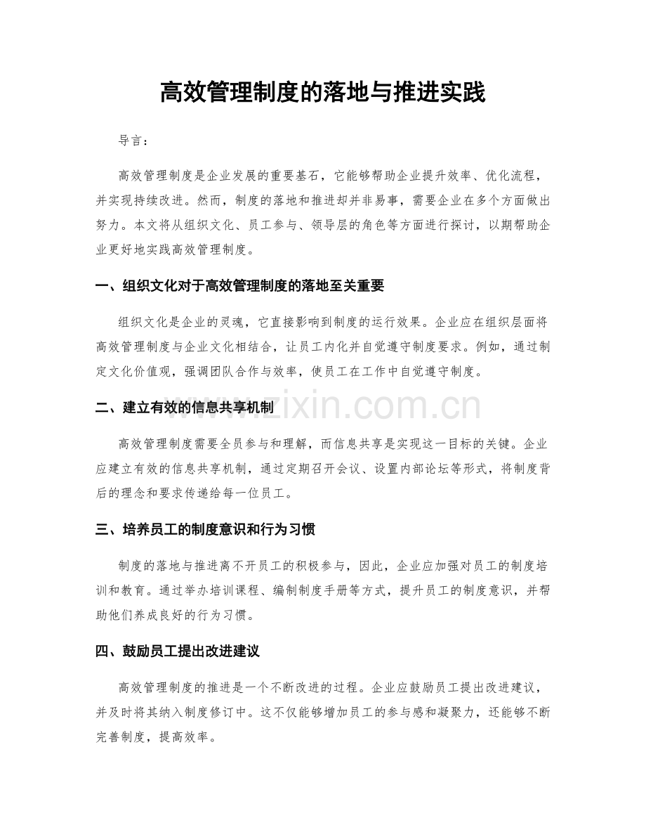 高效管理制度的落地与推进实践.docx_第1页