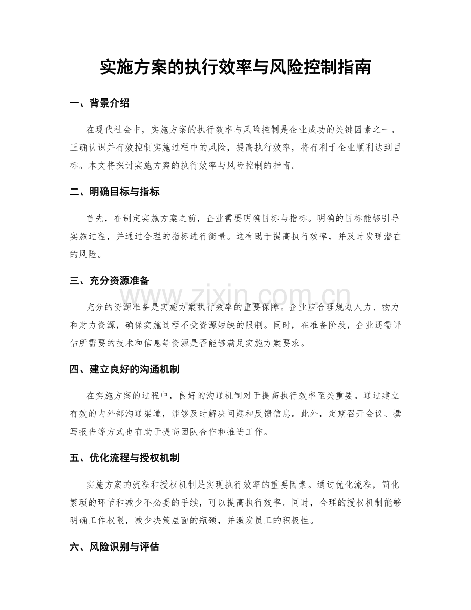 实施方案的执行效率与风险控制指南.docx_第1页