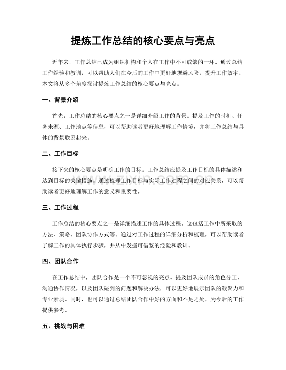 提炼工作总结的核心要点与亮点.docx_第1页