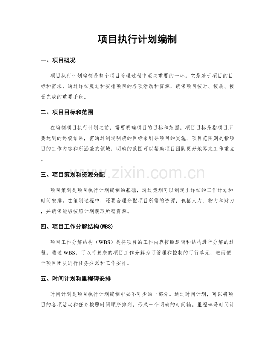 项目执行计划编制.docx_第1页