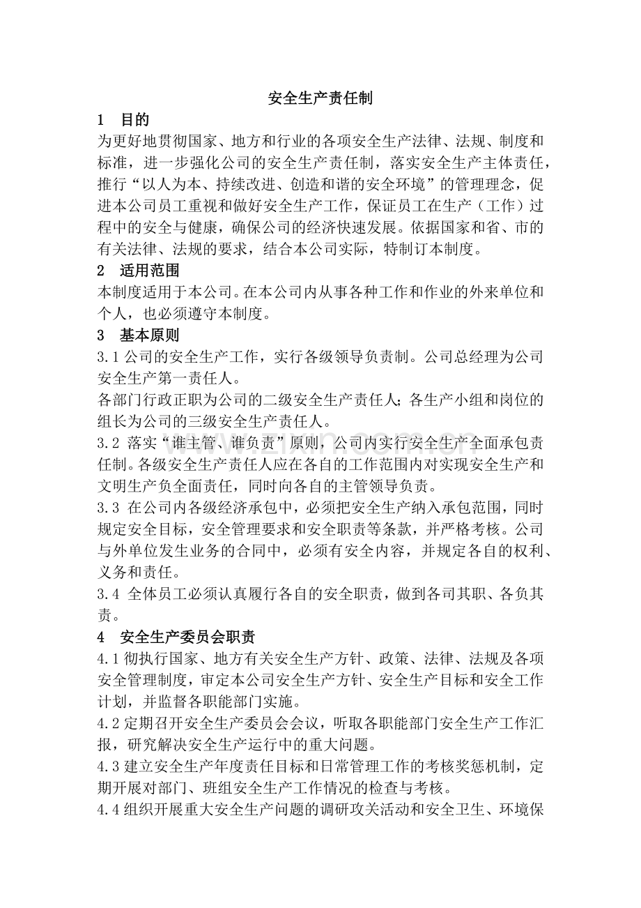 某公司安全生产责任制范文.docx_第1页