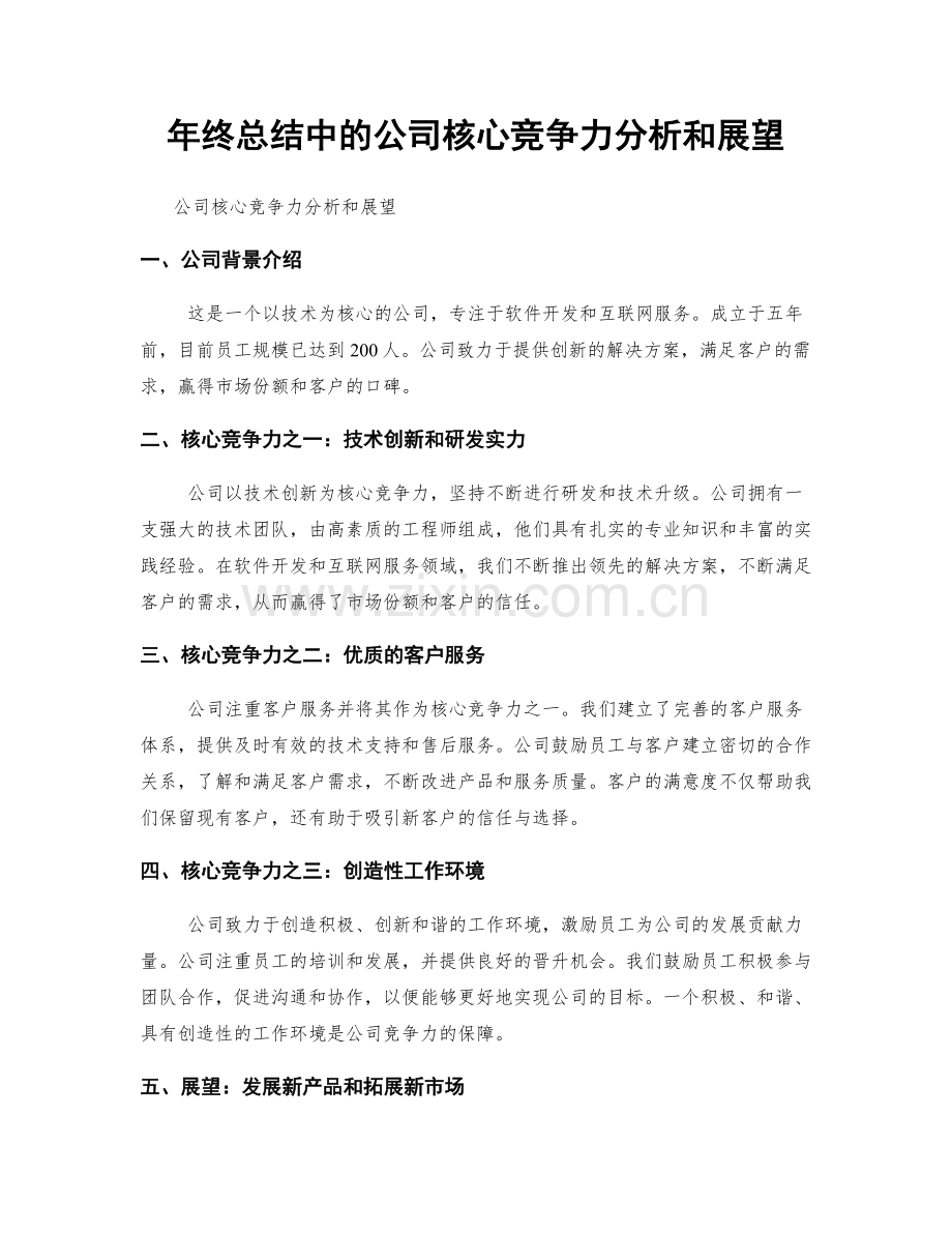 年终总结中的公司核心竞争力分析和展望.docx_第1页