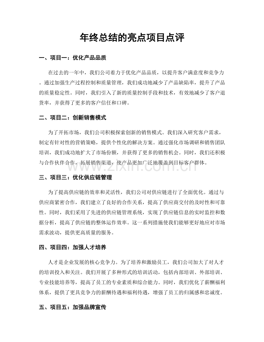 年终总结的亮点项目点评.docx_第1页