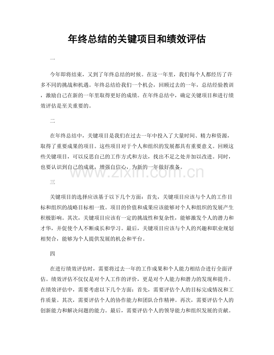 年终总结的关键项目和绩效评估.docx_第1页