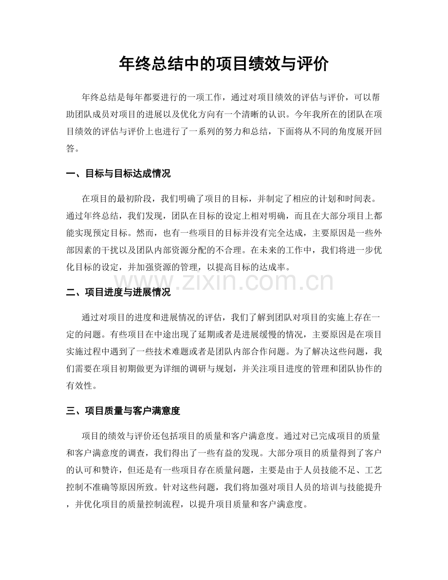 年终总结中的项目绩效与评价.docx_第1页