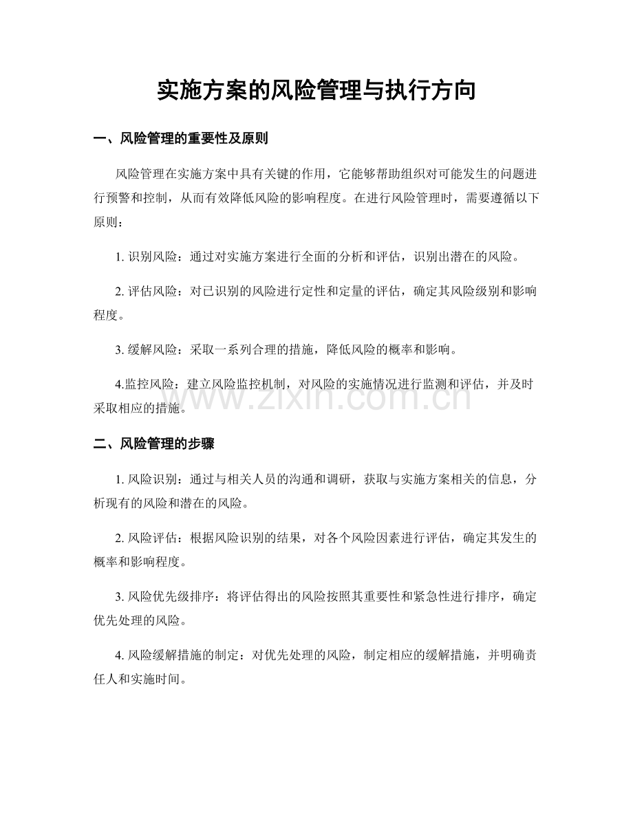 实施方案的风险管理与执行方向.docx_第1页