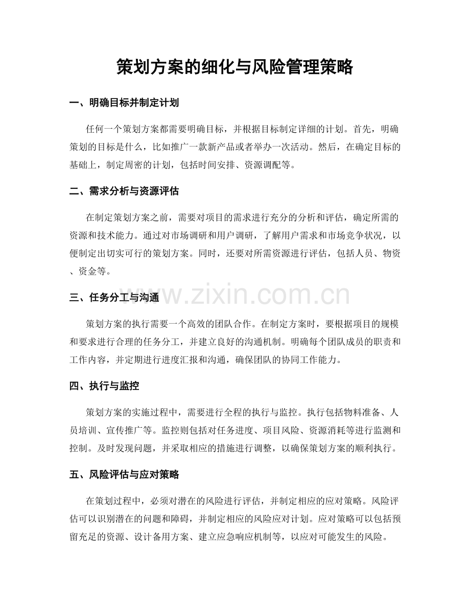 策划方案的细化与风险管理策略.docx_第1页