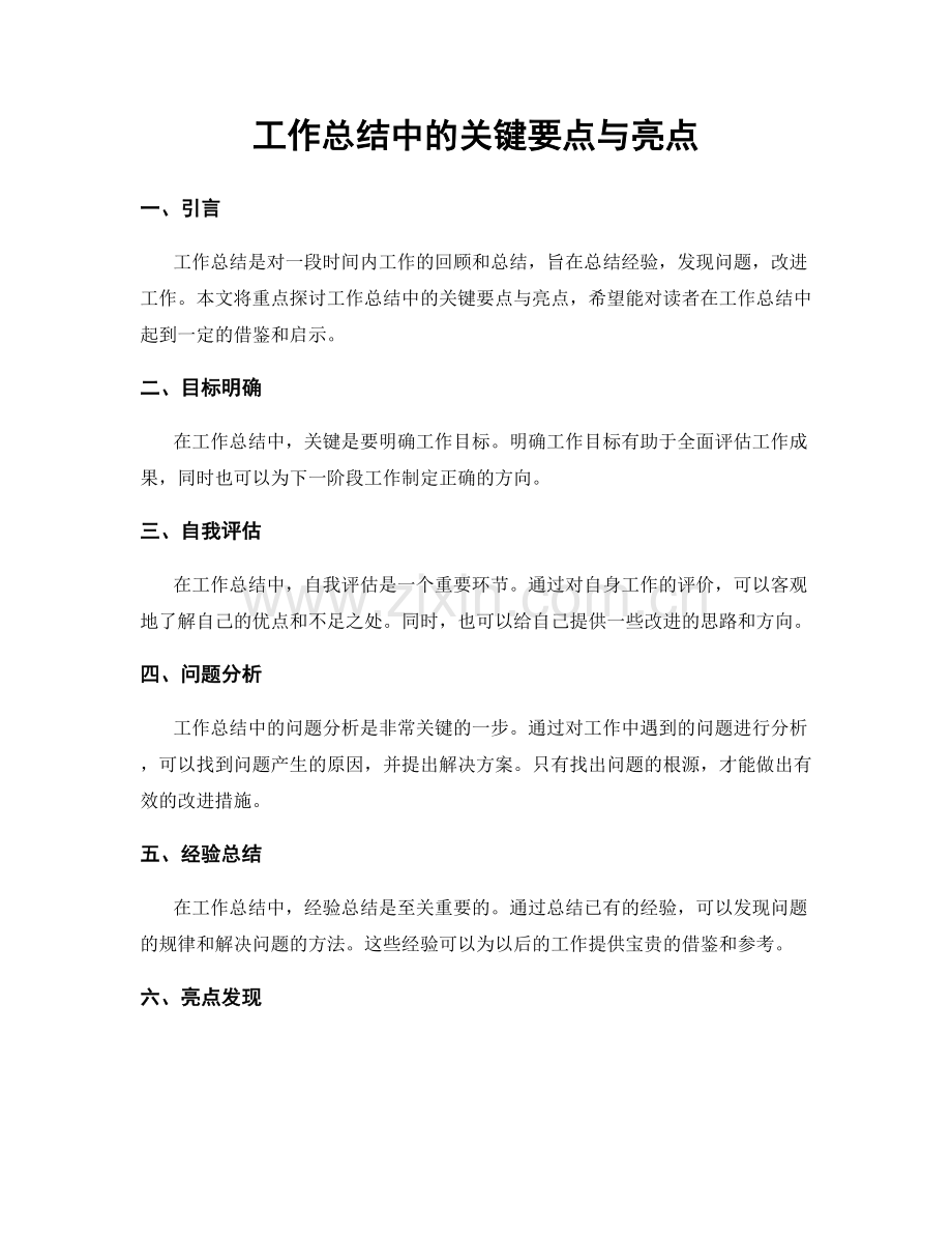 工作总结中的关键要点与亮点.docx_第1页