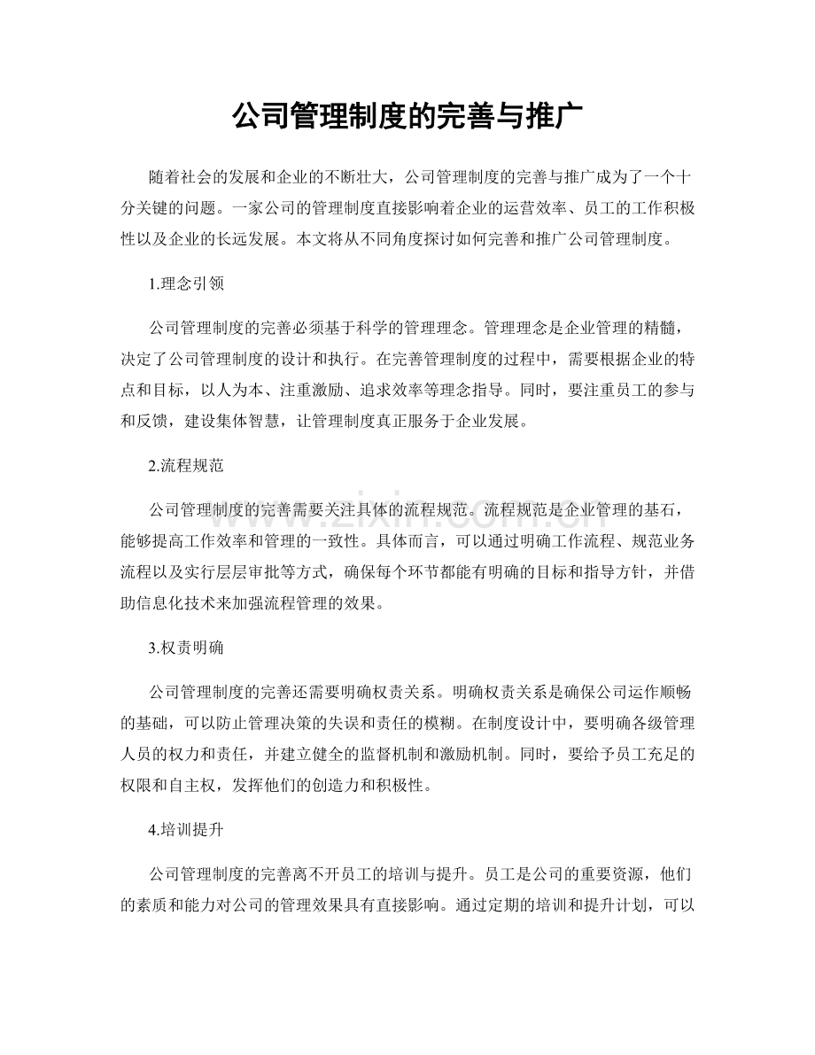 公司管理制度的完善与推广.docx_第1页