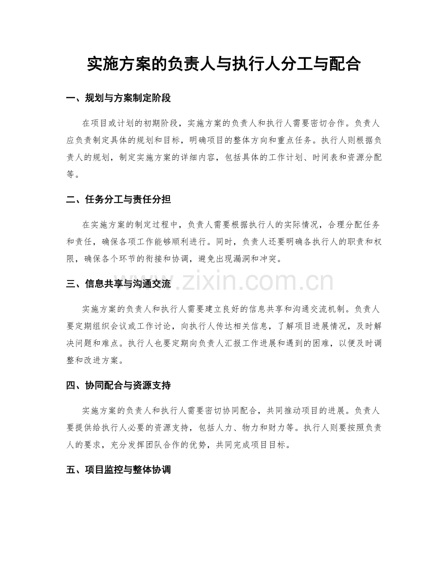 实施方案的负责人与执行人分工与配合.docx_第1页