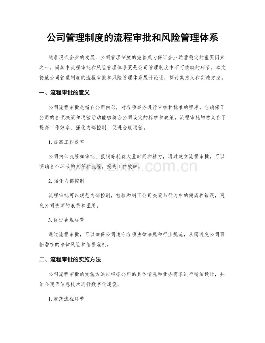 公司管理制度的流程审批和风险管理体系.docx_第1页