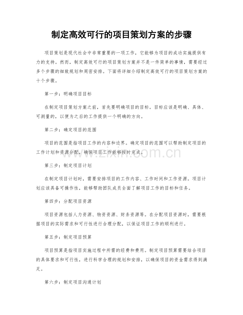 制定高效可行的项目策划方案的步骤.docx_第1页