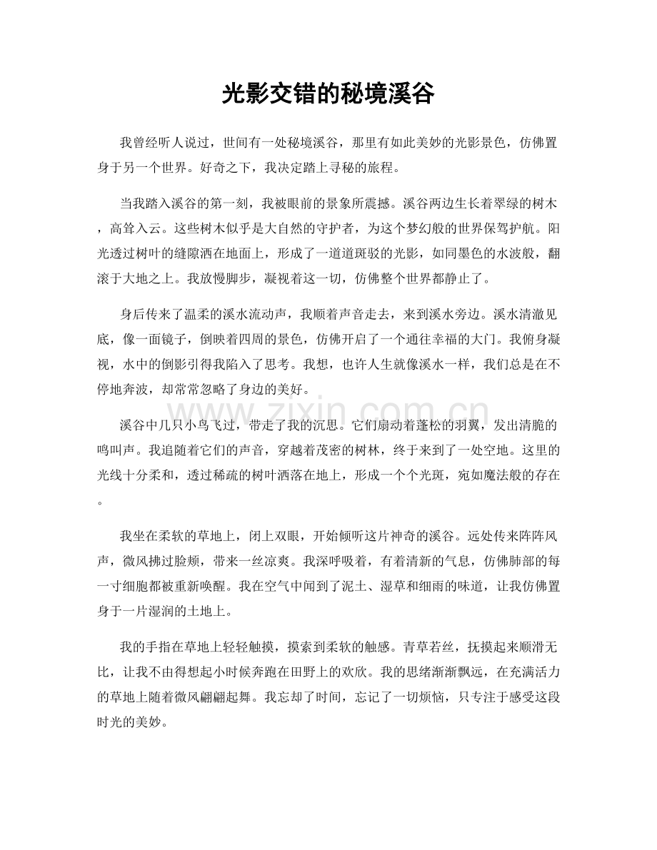 光影交错的秘境溪谷.docx_第1页