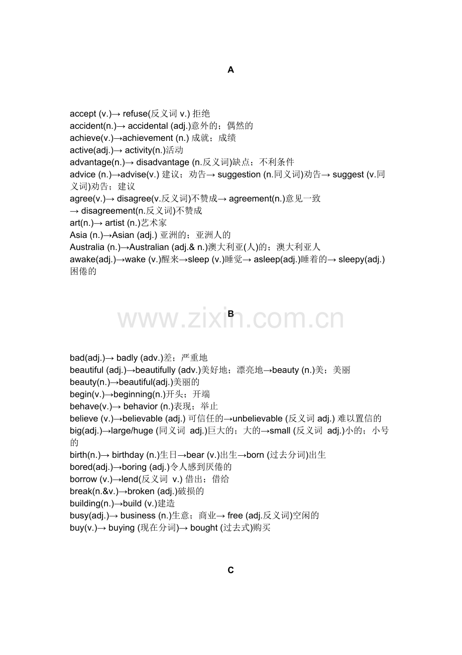 高中英语考试词性转换总结.docx_第1页