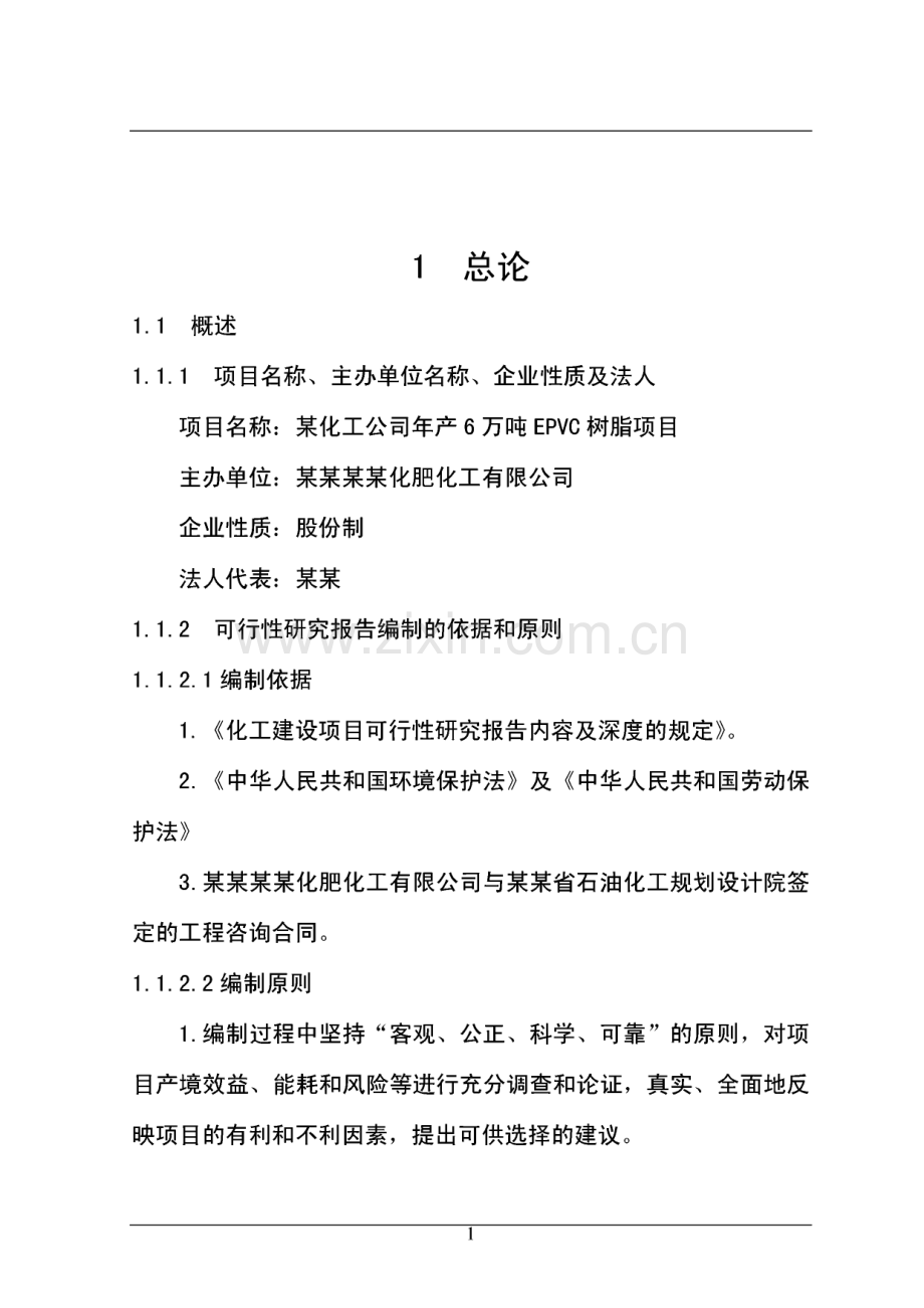 年产6万吨EPVC树脂项目可行性研究报告.pdf_第1页