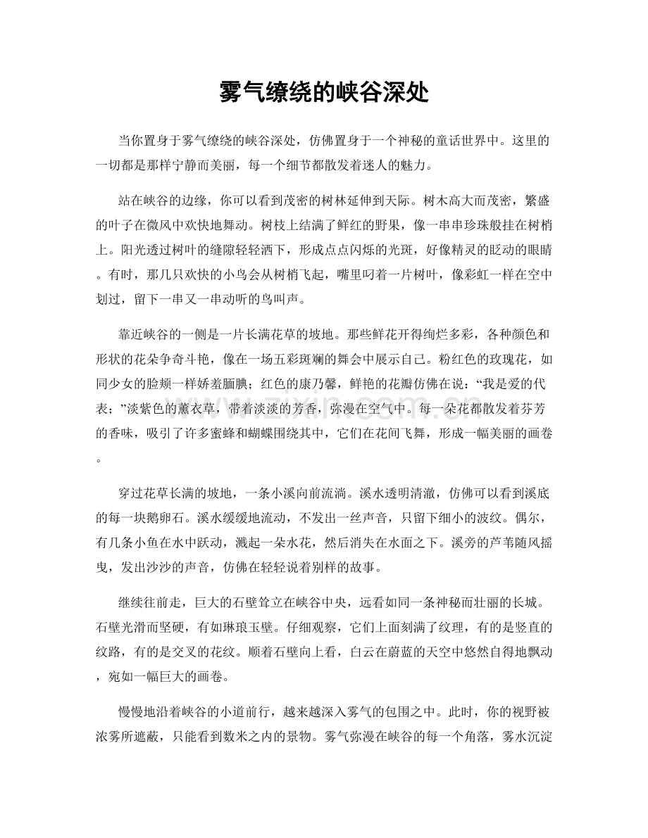 雾气缭绕的峡谷深处.docx_第1页