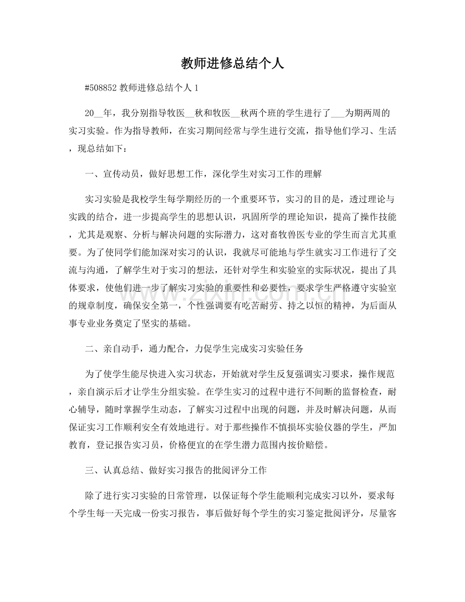 教师进修总结个人.docx_第1页