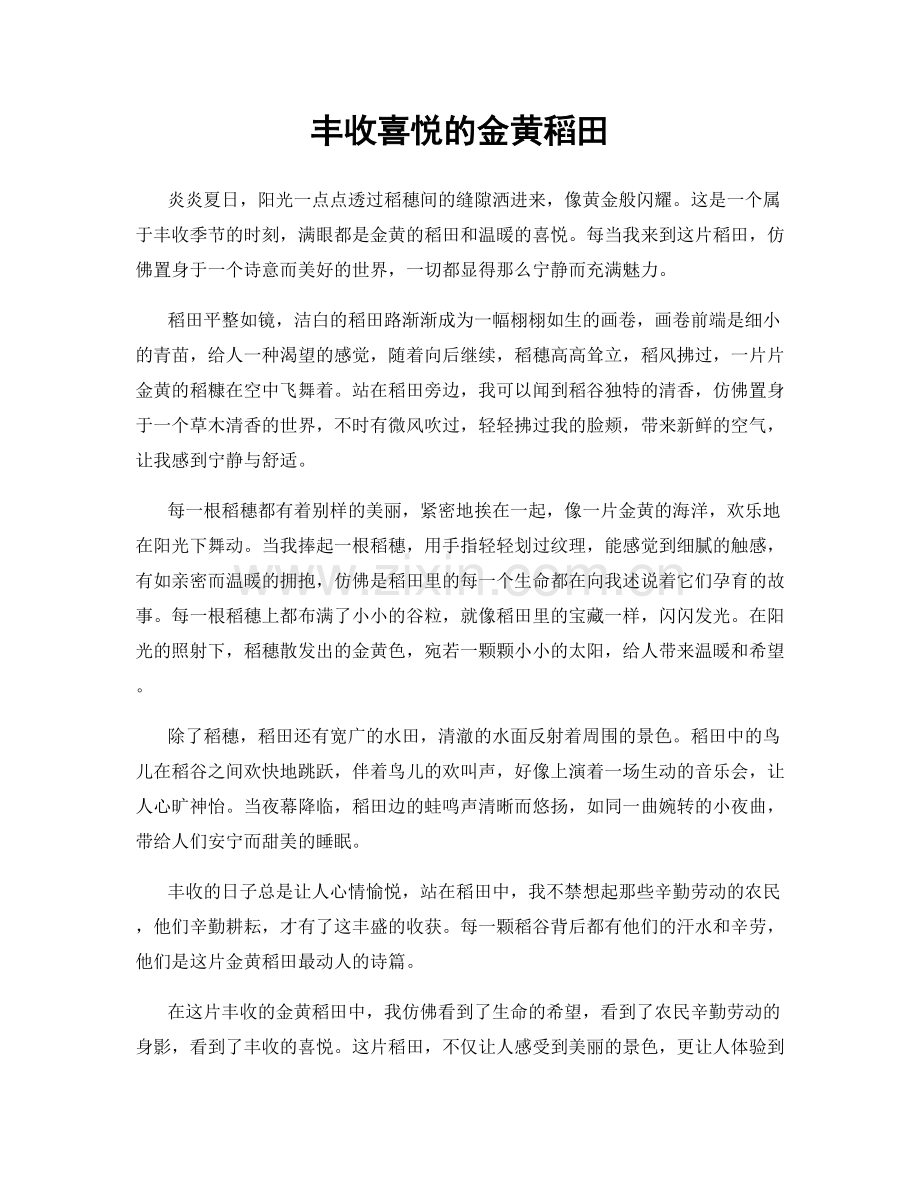 丰收喜悦的金黄稻田.docx_第1页