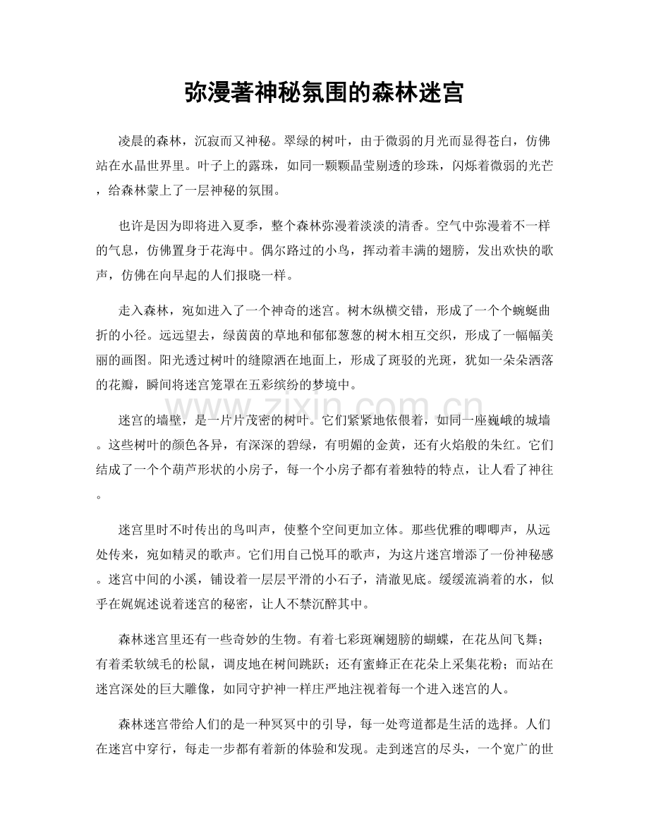 弥漫著神秘氛围的森林迷宫.docx_第1页