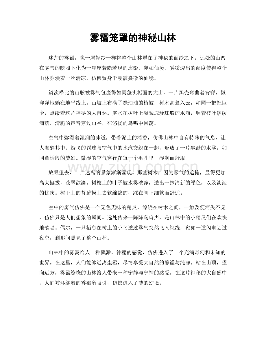 雾霭笼罩的神秘山林.docx_第1页