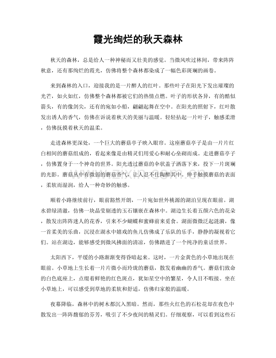 霞光绚烂的秋天森林.docx_第1页