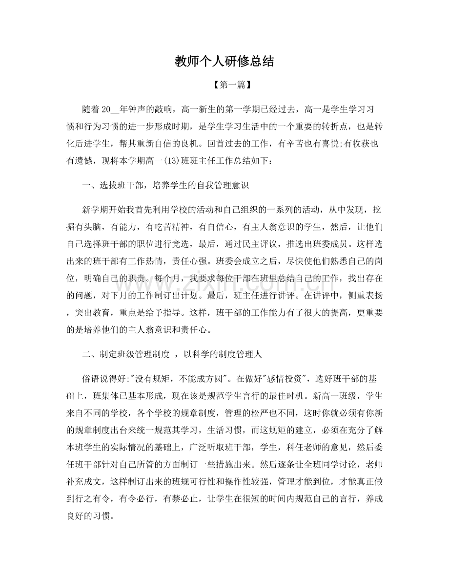 教师个人研修总结.docx_第1页