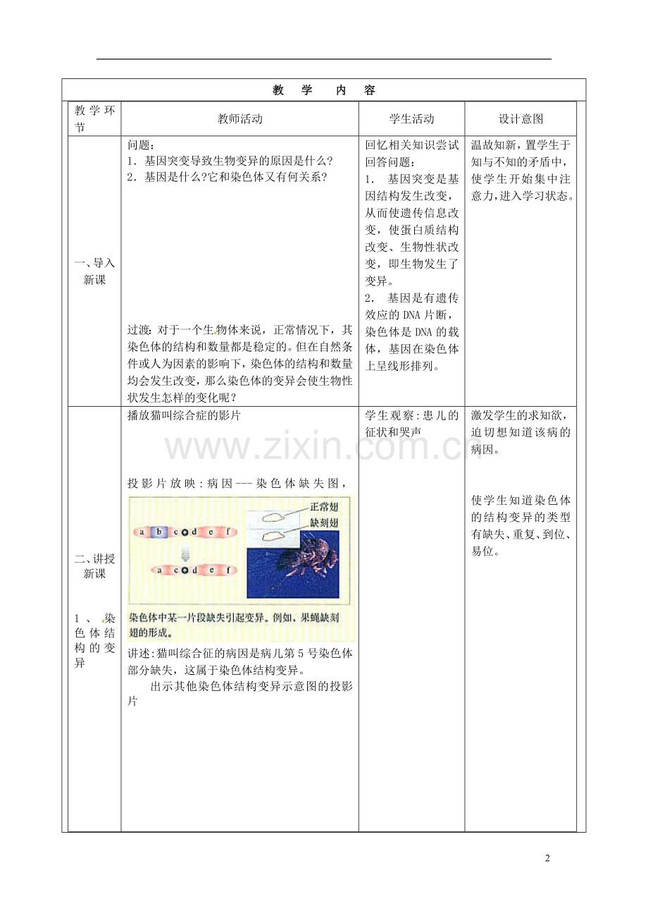 《染色体变异》教案.doc_第2页