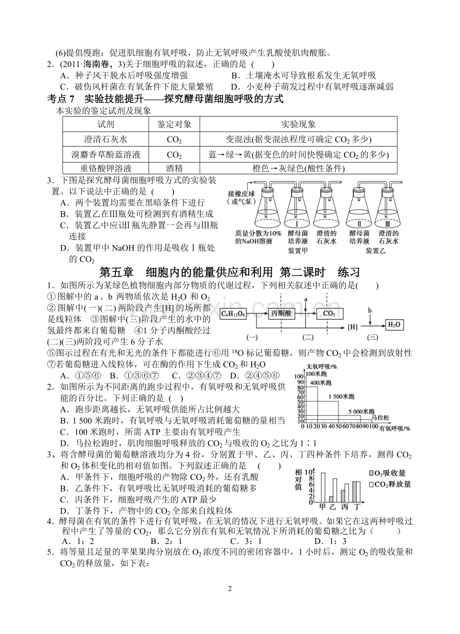 新人教版高中生物必修一教案与练习第五章细胞内的能量供应和利用第二课时.doc_第2页