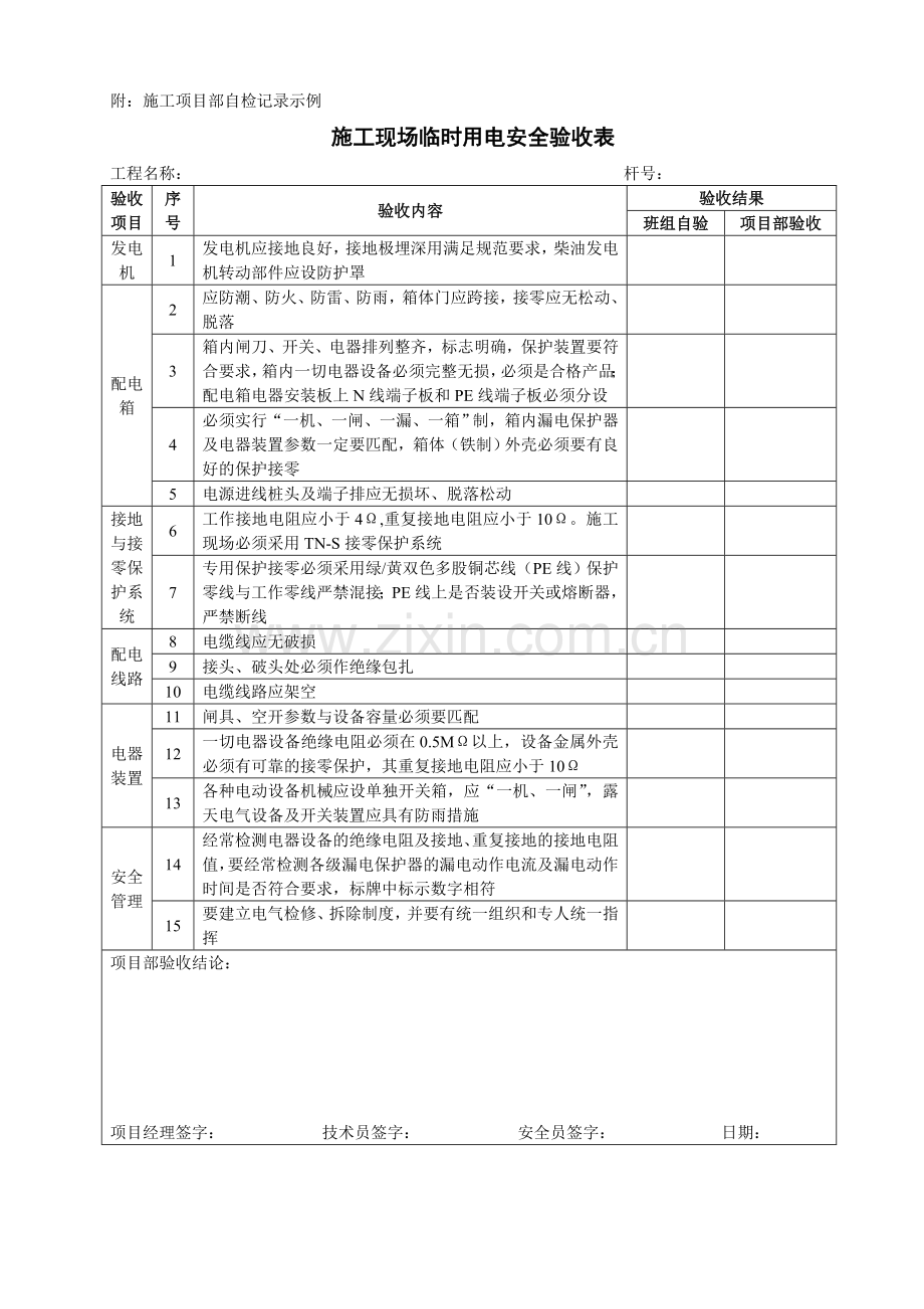 10监理安全检查签证表模板(线路工程施工用电投用前).doc_第2页