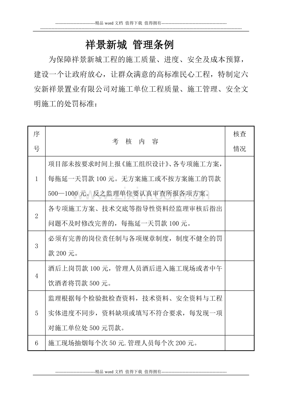 监理公司对施工单位工程质量、施工管理、安全处罚标准.doc_第1页