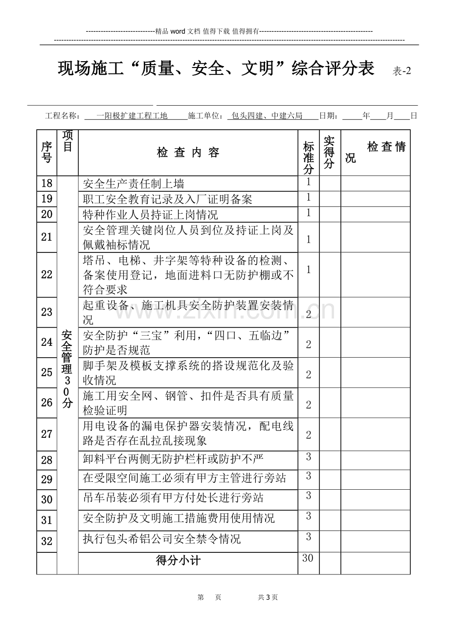 工程现场质量安全文明施工综合检查评分表.doc_第2页