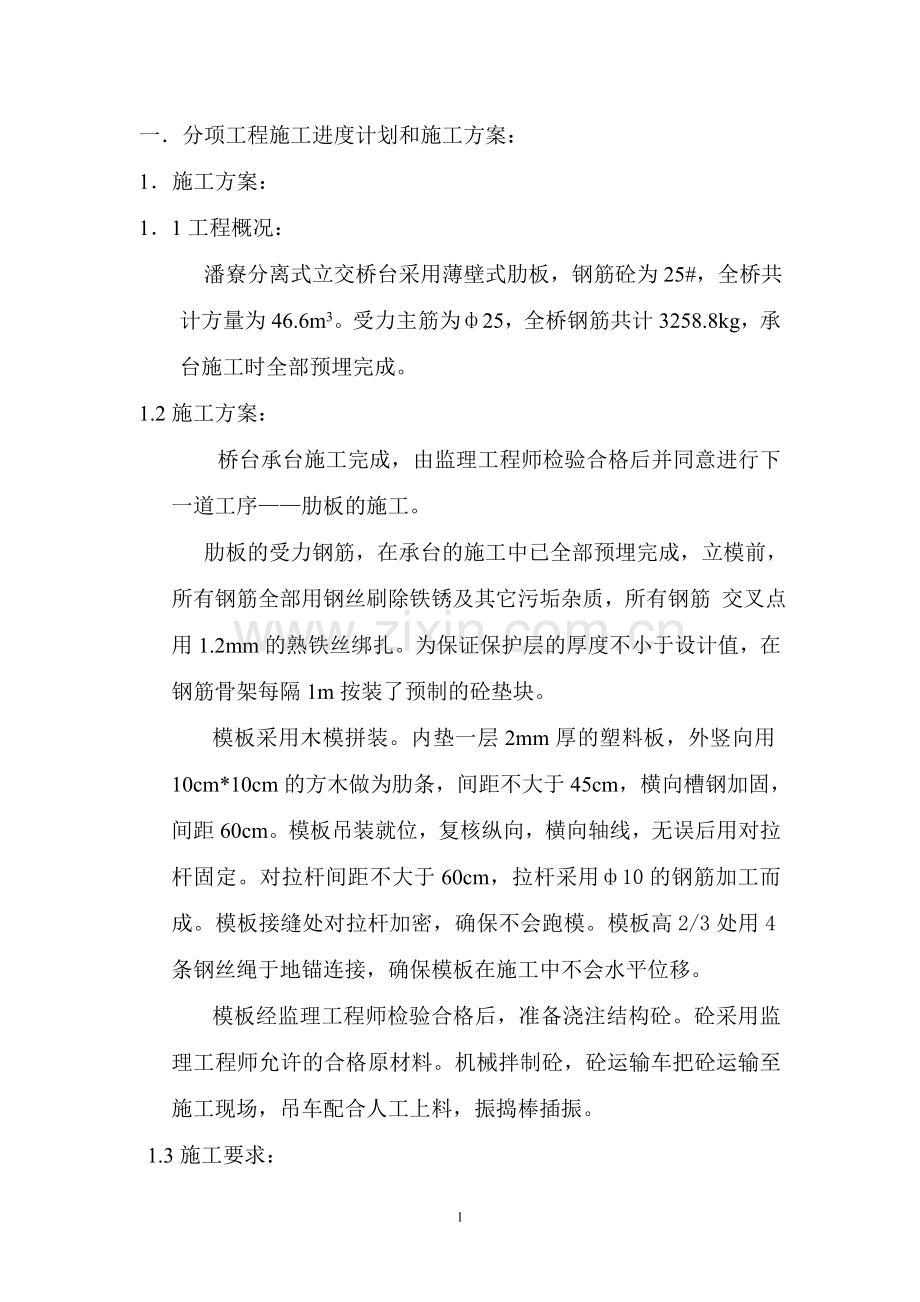 潘寮分离式立交桥肋板施工方案.doc_第1页