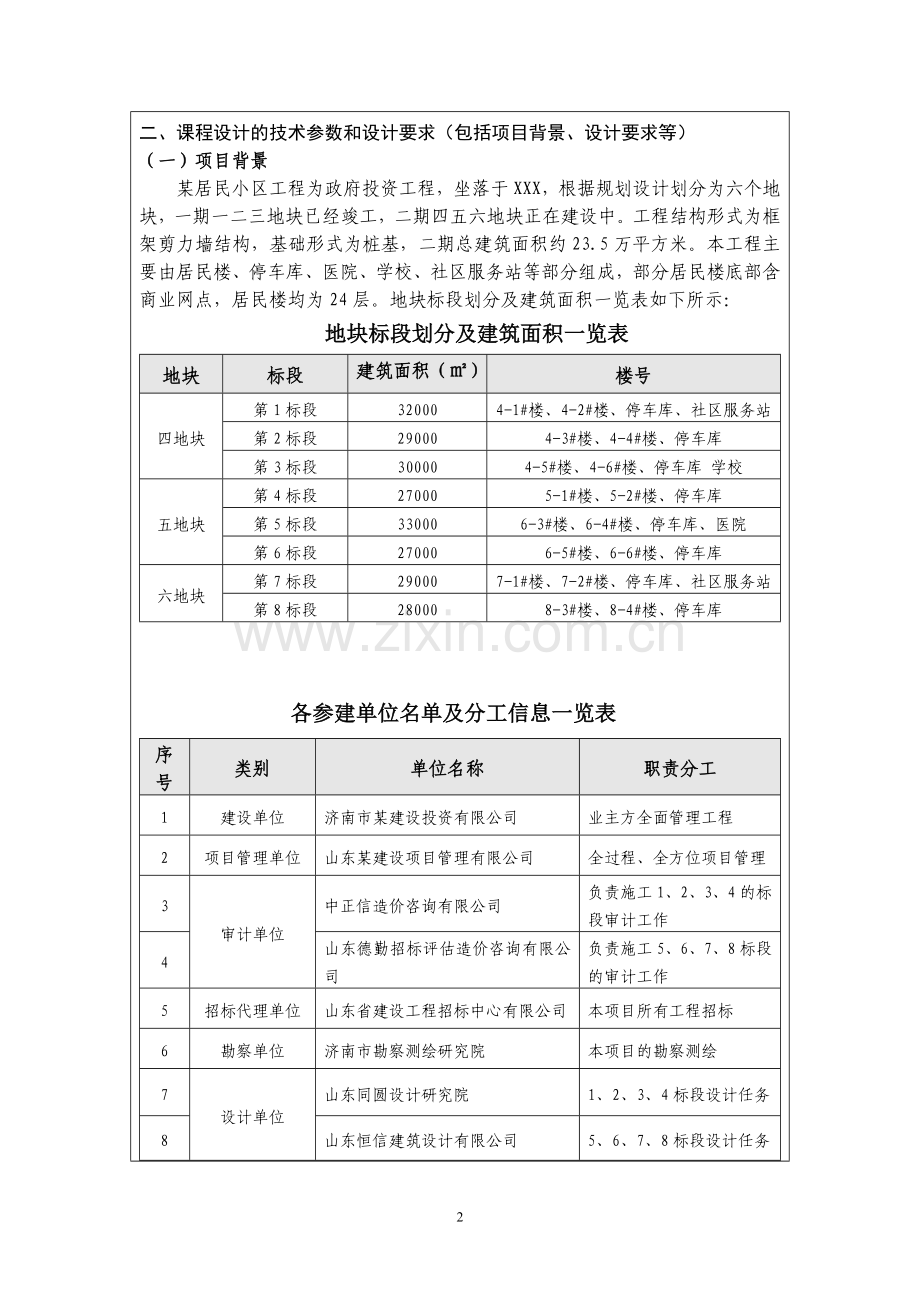 09级工程项目管理课程设计任务指导书.doc_第3页