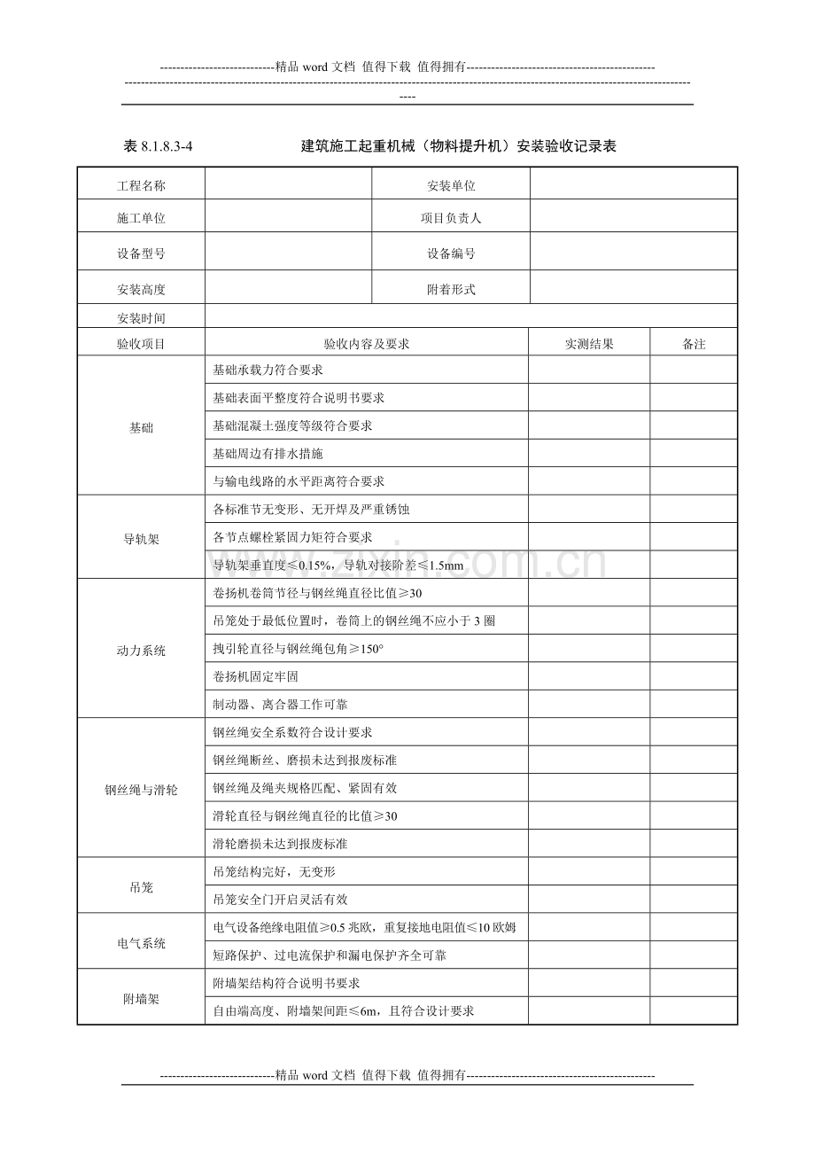 3.建筑施工起重机械物料提升机安装验收记录表.doc_第1页