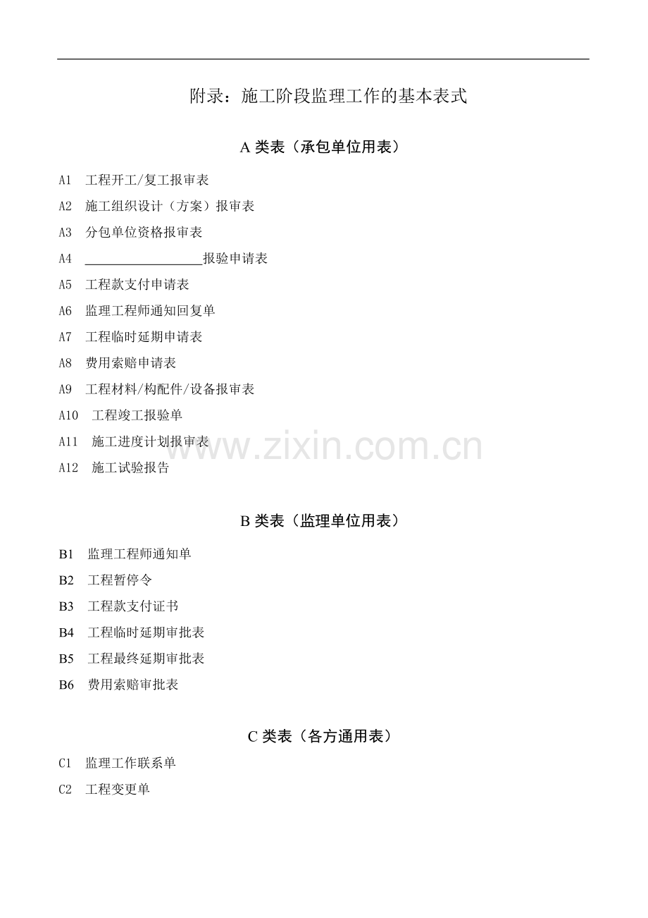 施工阶段监理工作的基本表格.doc_第1页