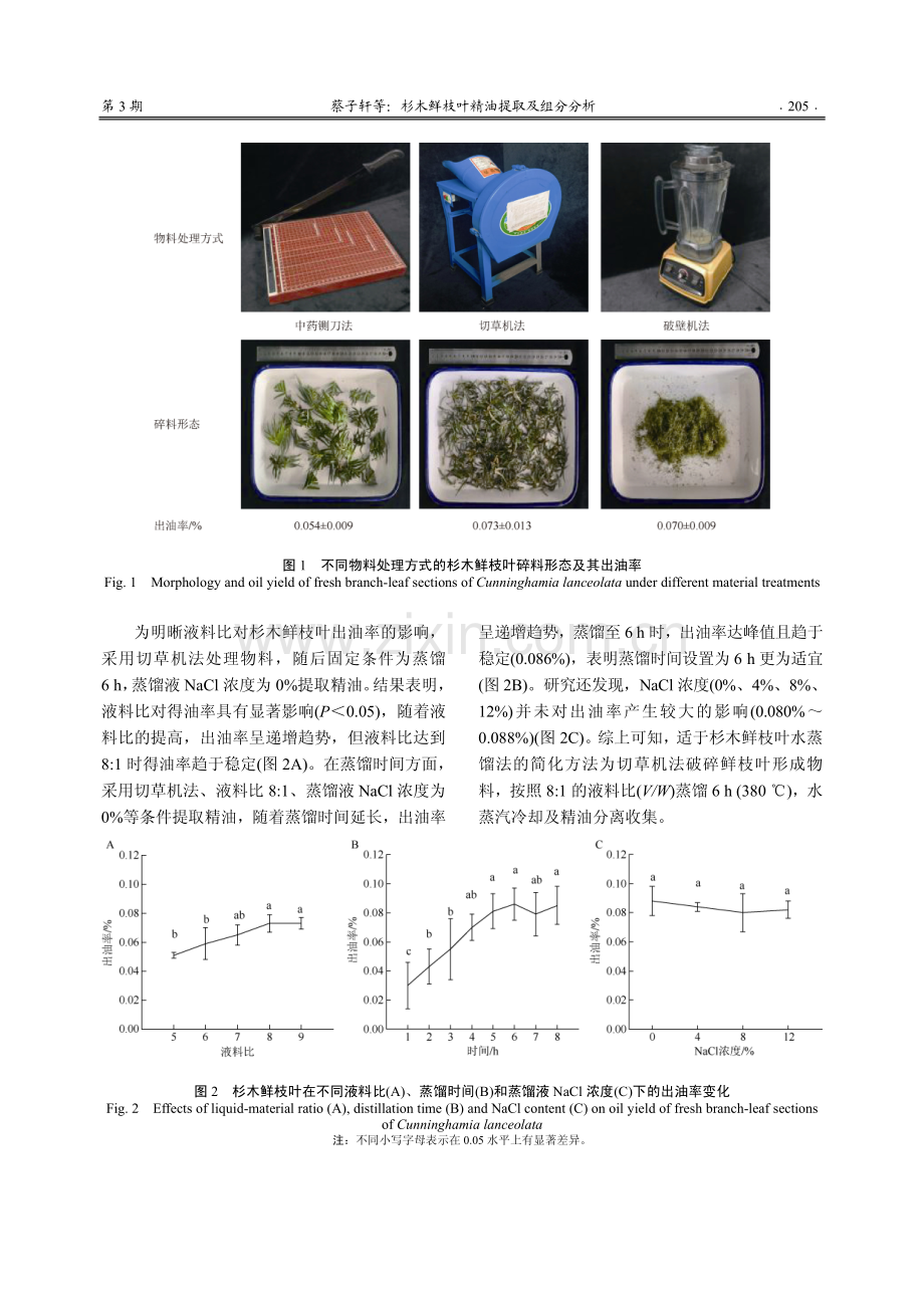 杉木鲜枝叶精油提取及组分分析.pdf_第3页