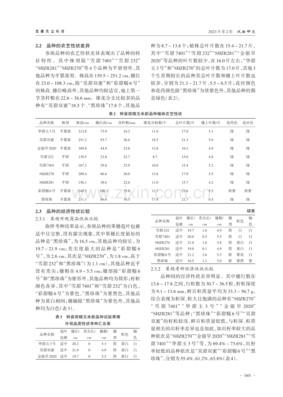 山南市鲜食甜、糯玉米新品种引种试验.pdf_第3页