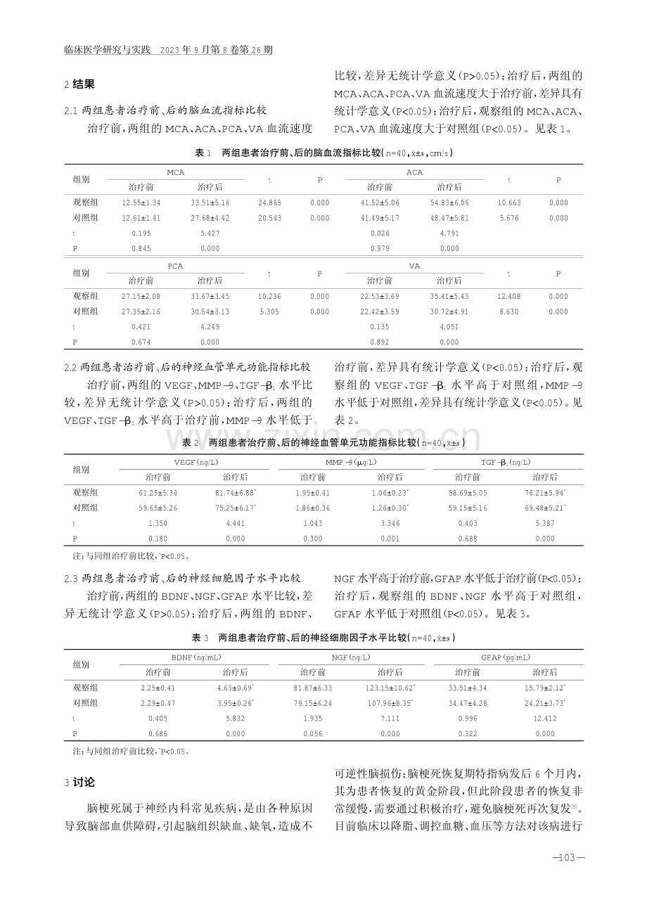 升阳通督针法联合尼麦角林对脑梗死恢复期患者脑血流情况及神经血管单元功能的影响.pdf_第3页