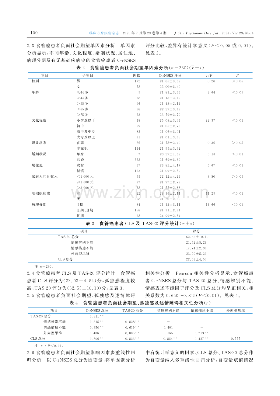 食管癌患者负面社会期望现状及影响因素分析.pdf_第3页