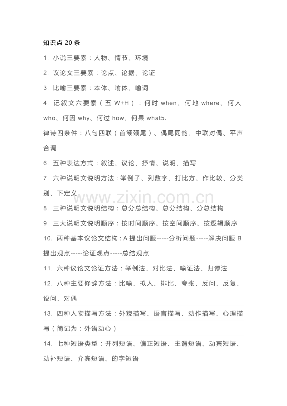 初中语文阅读理解常备知识点.docx_第1页