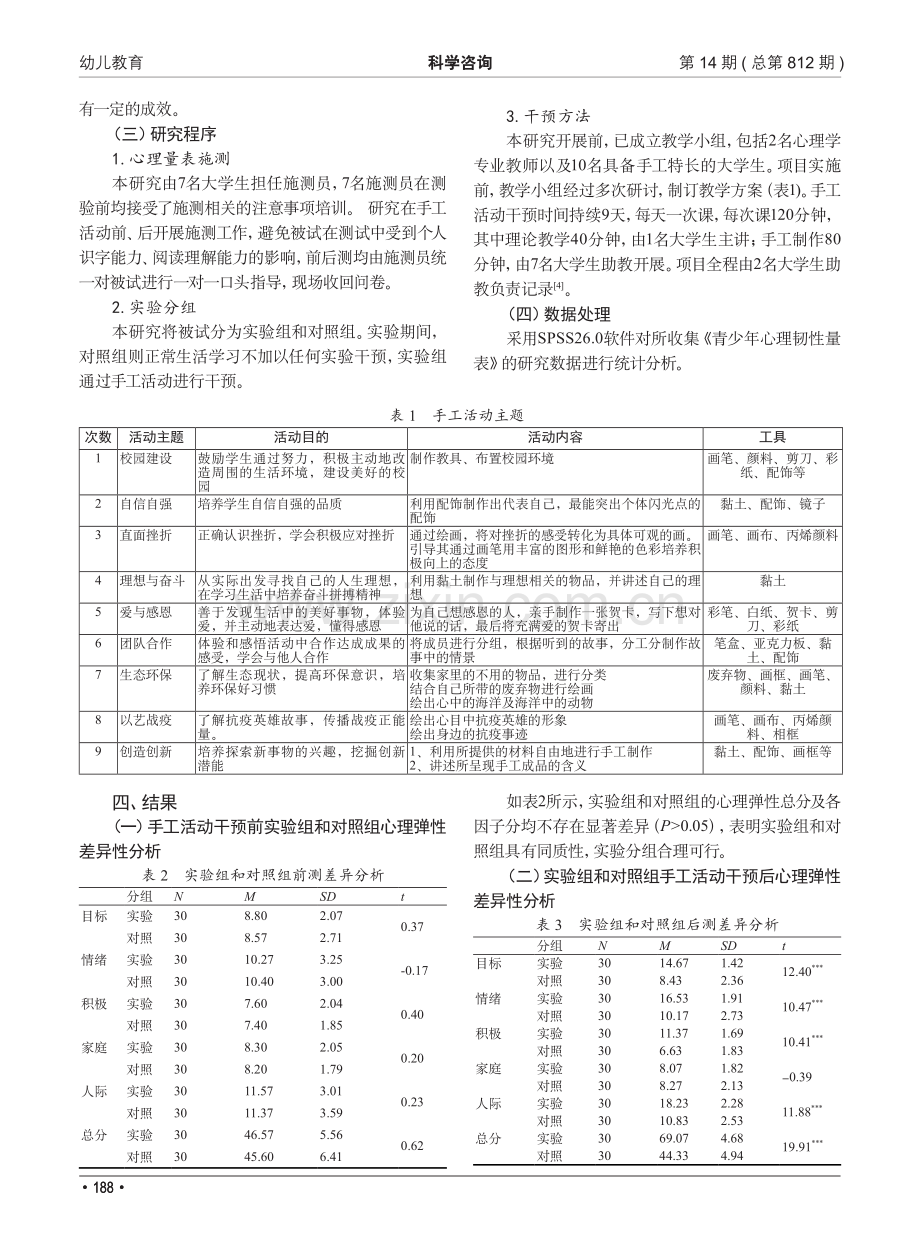 手工活动对留守儿童心理弹性的干预研究.pdf_第2页