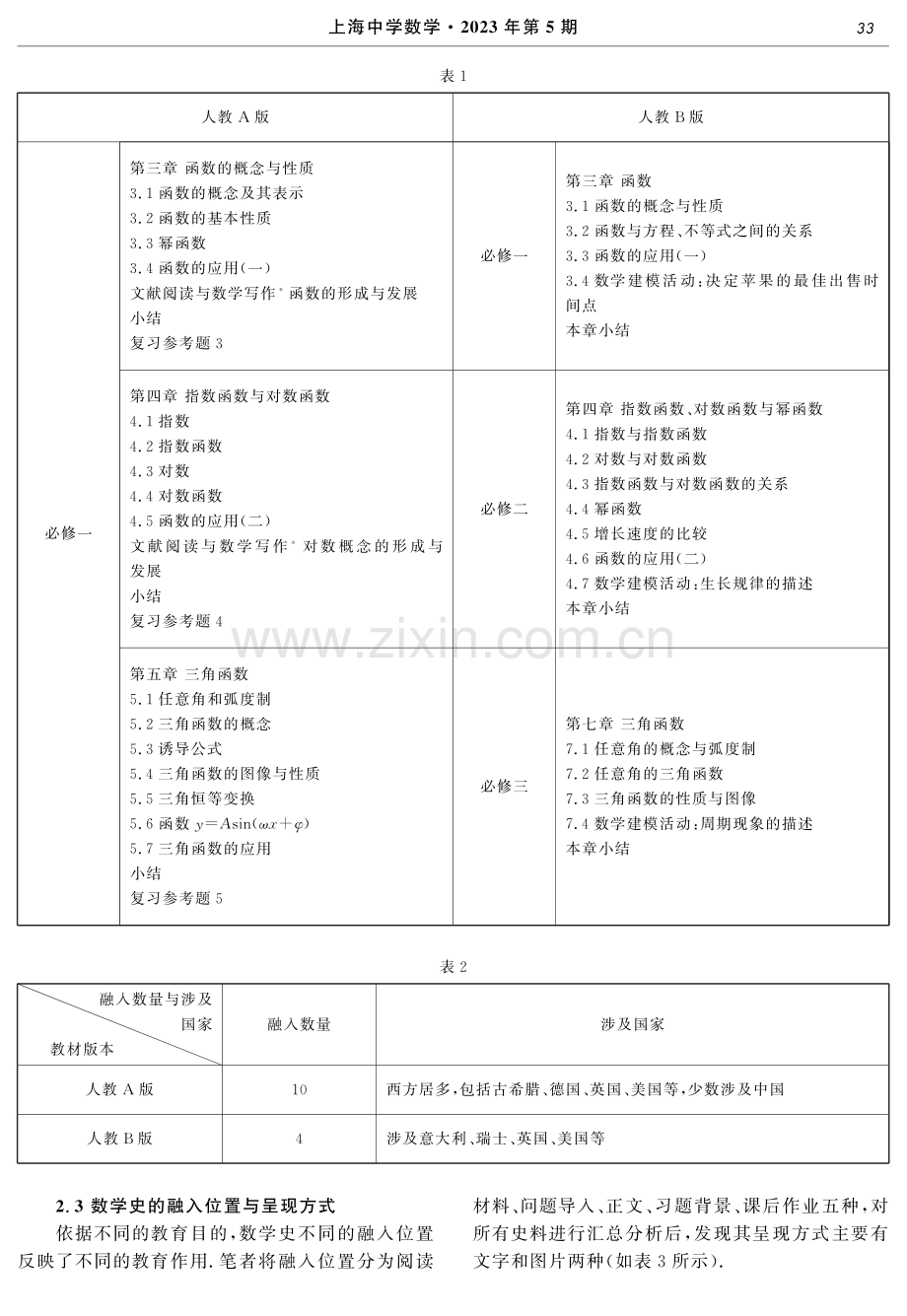 数学史融入高中数学教材“函数”主题的现状分析及展望——以人教A版、人教B版为例.pdf_第2页