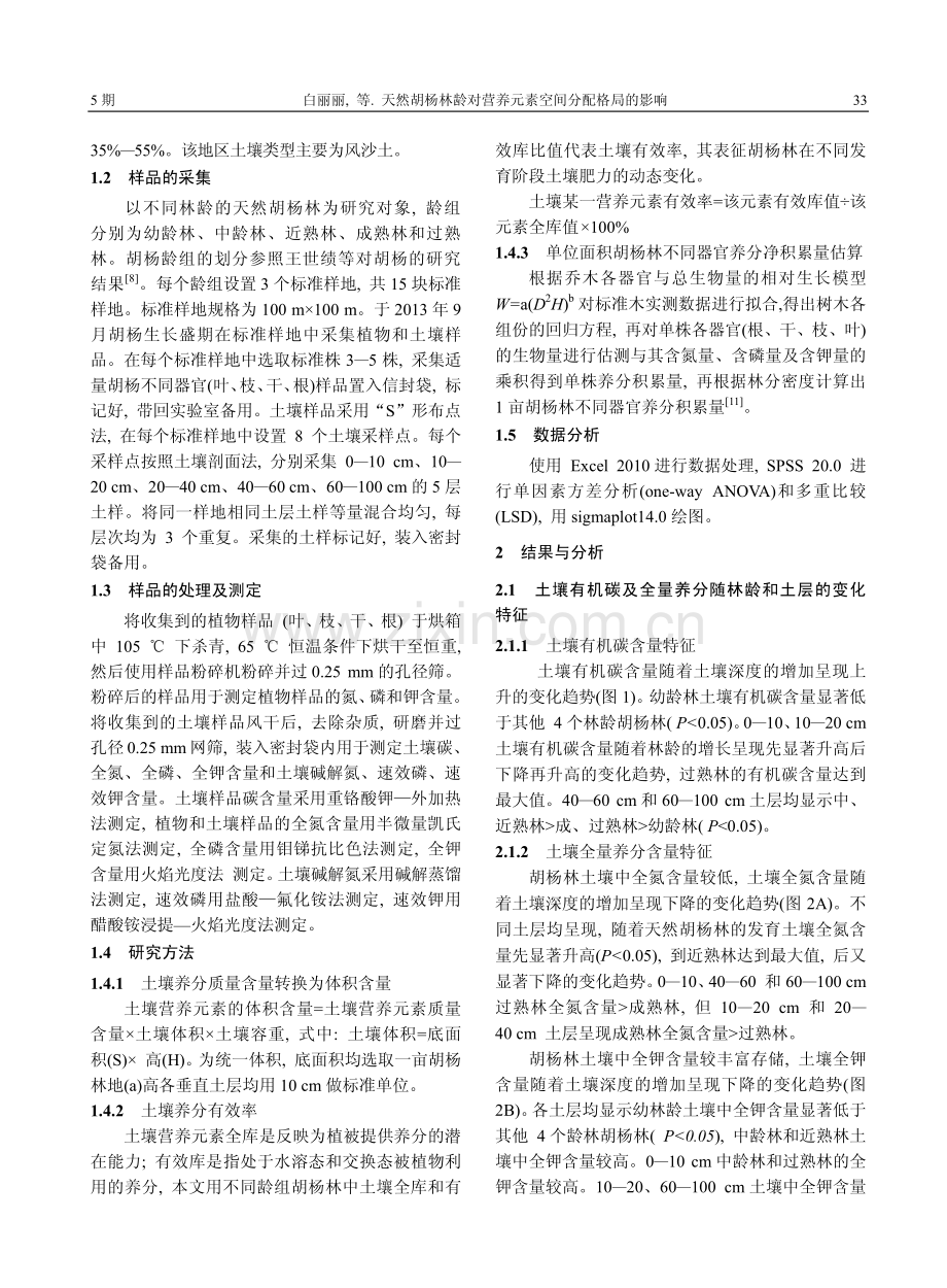 天然胡杨林龄对营养元素空间分配格局的影响.pdf_第3页