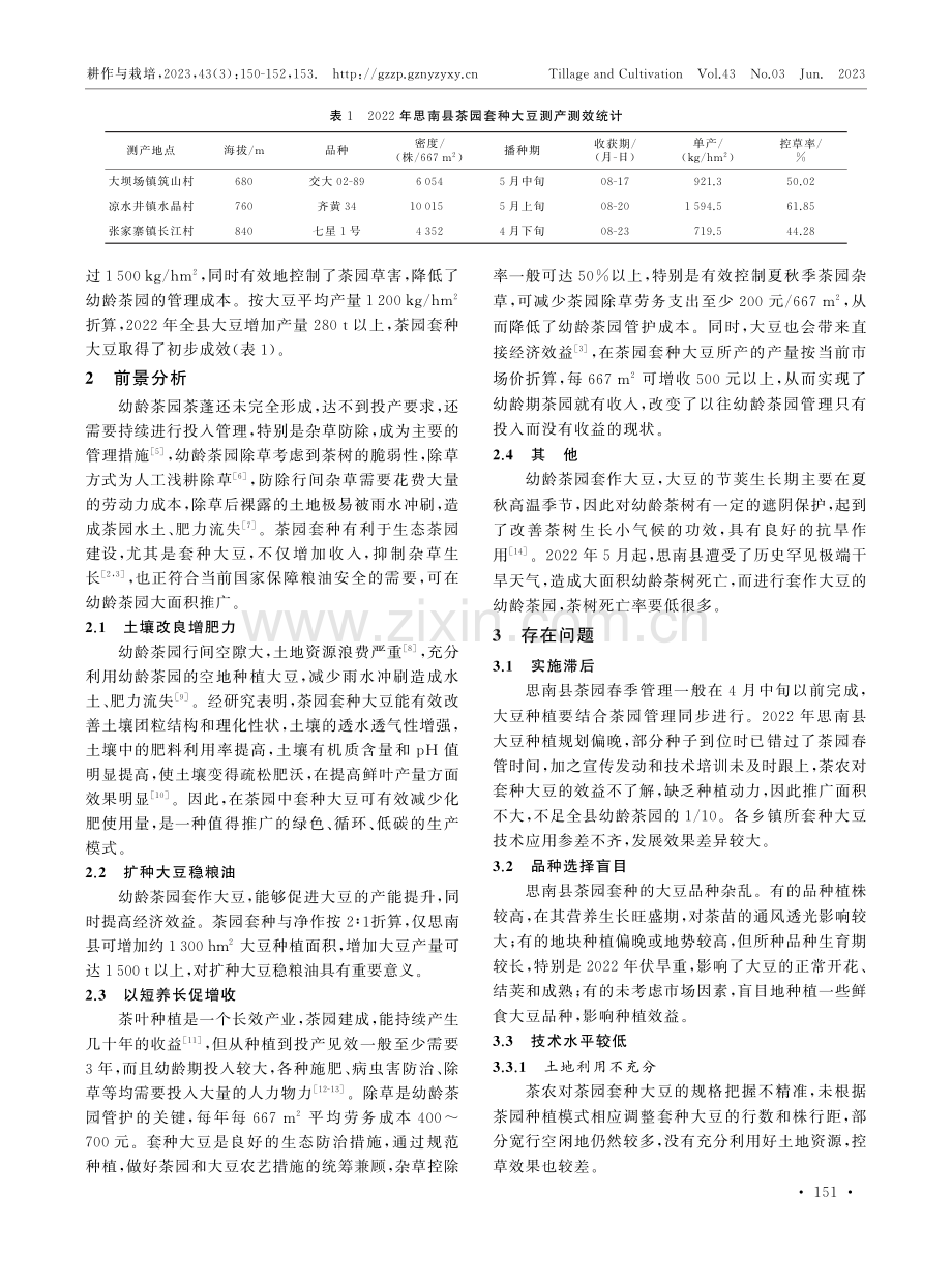 思南县幼龄茶园套种大豆的实践与思考.pdf_第2页